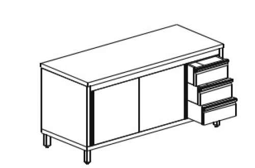 Masa dulap cu casetiera stanga|dreapta-inox-model-STNC3- 70-120