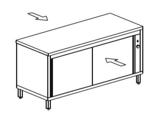 Masa dulap calda inox-acces pe ambele parti -model STEPS 70-100